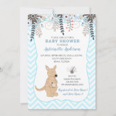 Boho Kangaroo Waterverf Floral Boy Baby shower Kaart (Voorkant)