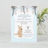 Boho Kangaroo Waterverf Floral Boy Baby shower Kaart (Staand voorkant)