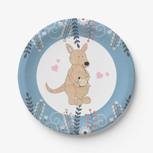 Boho kangoeroe baby shower papieren bord (Voorkant)