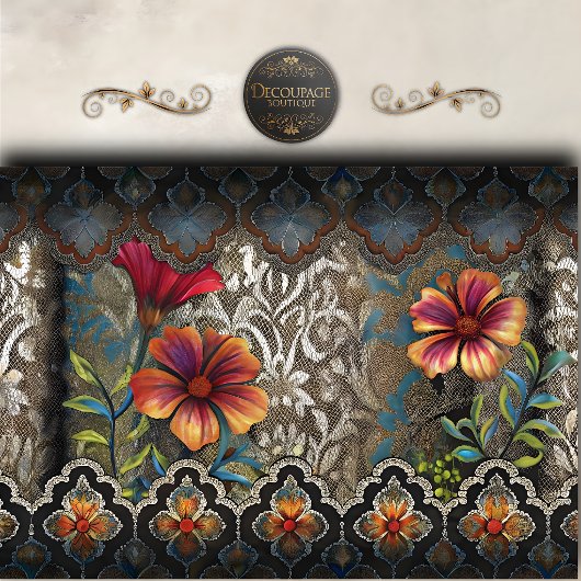 Boho Kant Bloemendecoupe Tissuepapier