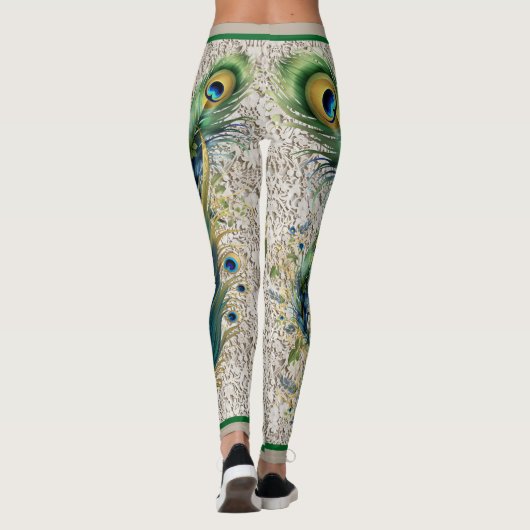 Boho kant en pauwenveren leggings (Achterkant)