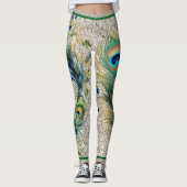 Boho  kant en pauwenveren leggings (Voorkant)