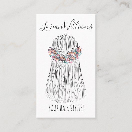 Boho-kapsalon Bloemenkrans Bruidskapsel Visitekaartje (Voorkant)