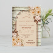 Boho Karamelrozen | Gedroogde Grassen Bruiloft Folie Uitnodiging (Staand Voorkant)
