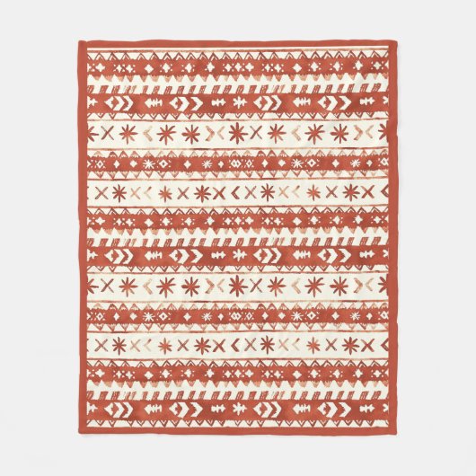 Boho Kastanje Rode Abstracte Doodles Fleece Deken (Voorkant)