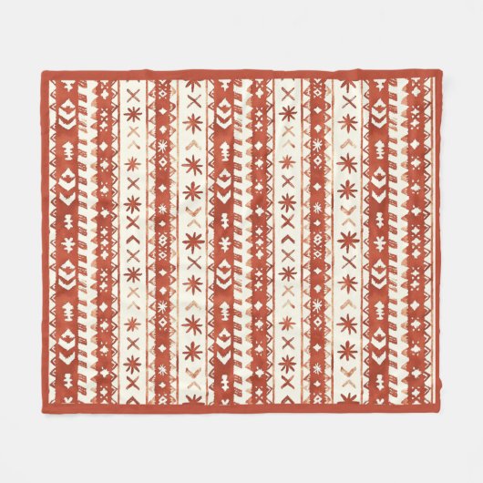Boho Kastanje Rode Abstracte Doodles Fleece Deken (Voorkant (Horizontaal))