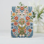 Boho kat en bloemen bedankkaart (Staand voorkant)