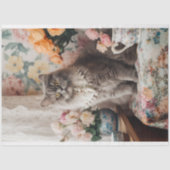 Boho Kat in Bloemen 1 Decoupage Papier (Voorkant)
