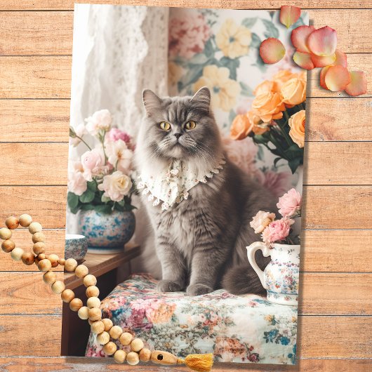 Boho Kat in Bloemen 1 Decoupage Papier