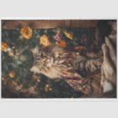 Boho kat in Bloemen 4 Decoupage papier (Voorkant)