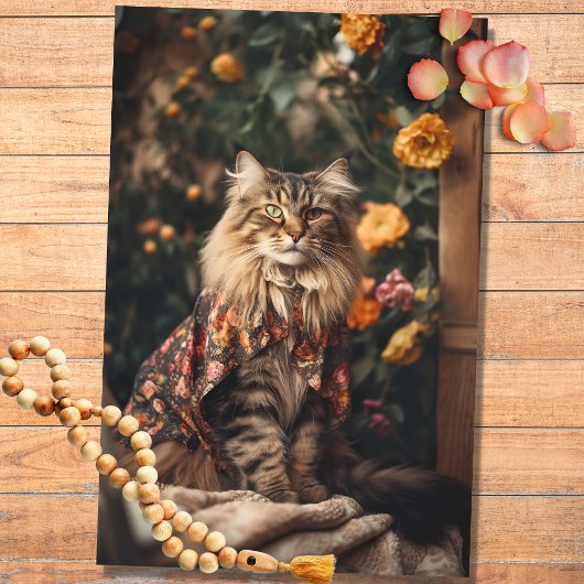Boho kat in Bloemen 4 Decoupage papier