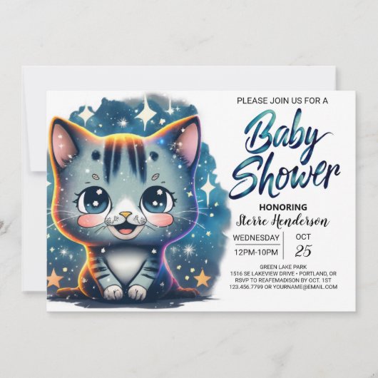 Boho Kat Maatwerk Jongen Baby Shower Kaart (Voorkant)