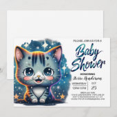 Boho Kat Maatwerk Jongen Baby Shower Kaart (Voorkant / Achterkant)
