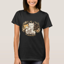 Boho Kat Moeder T-Shirt | Cute Cats Bloemige BohT-