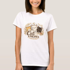 Boho Kat Moeder T-Shirt | Cute Cats Bloemige BohT-