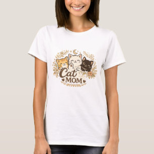 Boho Kat Moeder T-Shirt Cute Cats Bloemige BohT-