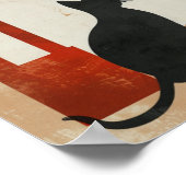 Boho Kat Silhouet | Abstracte Zon Minimalistische Poster (Hoek)