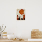Boho Kat Silhouet | Abstracte Zon Minimalistische Poster (Keuken)