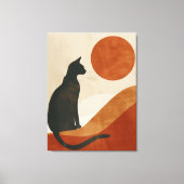 Boho Kat Silhouet | Zonsondergang Abstract Minimal Canvas Afdruk (Voorkant)