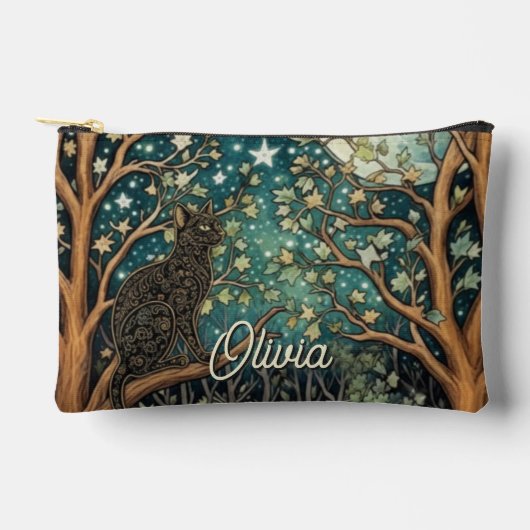 Boho kat sterrenhemel boslandschap etui (Voorkant)