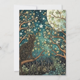 Boho kat sterrenhemel boslandschap kaart