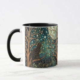 Boho kat sterrenhemel boslandschap mok