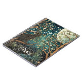 Boho kat sterrenhemel boslandschap notitieboek (Linkerzijde)