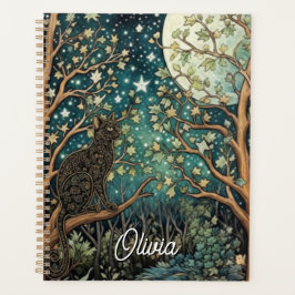 Boho kat sterrenhemel boslandschap planner