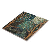 Boho kat sterrenhemel boslandschap tegeltje (Zijkant)