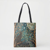 Boho kat sterrenhemel boslandschap tote bag (Voorkant)