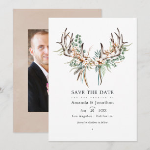 Boho katoen en Eucalyptus Boho Trouwfoto Save The Date