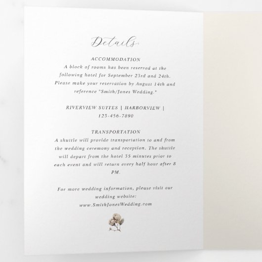 Boho katoen en eucalyptus drieluik uitnodiging (Binnenzijde eerst)