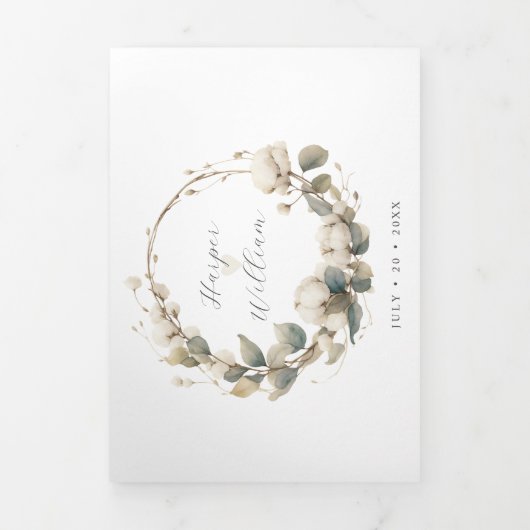 Boho katoen en eucalyptus drieluik uitnodiging (Cover)