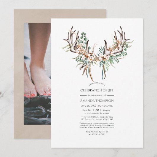 Boho-katoen en eucalyptus viering van het leven kaart (Voorkant / Achterkant)