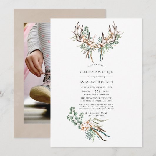 Boho katoen & Eucalyptus Boho viering van het leve Kaart (Voorkant / Achterkant)