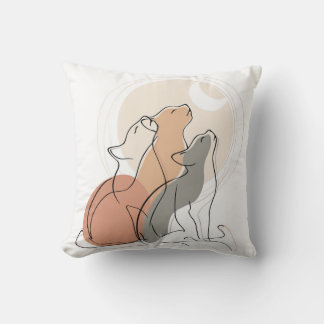 Boho katten huilende vierkante accentkussen kussen