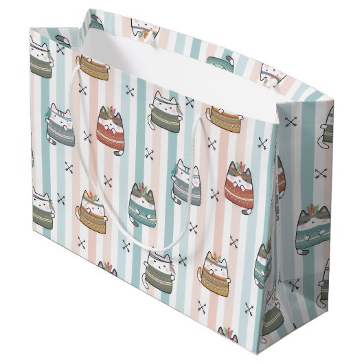 Boho Katten Tribale Patroon Groot Cadeauzakje (Achterkant Gekanteld)