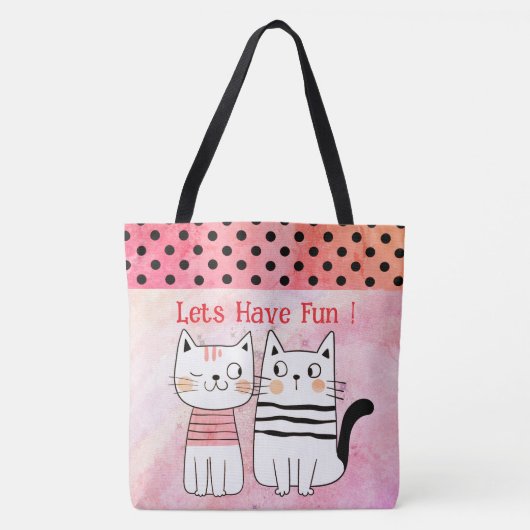 Boho Kattenliefhebbers, laten we plezier hebben! S Tote Bag (Voorkant)