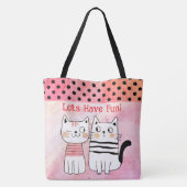 Boho Kattenliefhebbers, laten we plezier hebben! S Tote Bag (Achterkant)