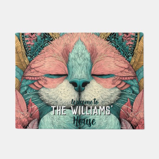 Boho Kattenpoesjes Kat Vloermat Deurmat (Voorkant)