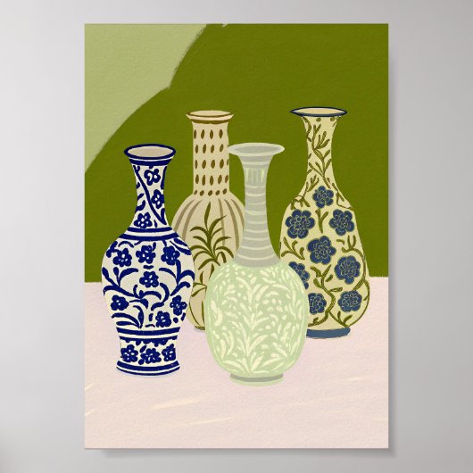 Boho Keramische Vaas Collectie Kunst Poster Vijf (Voorkant)