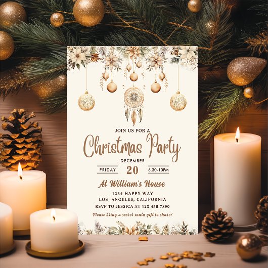 Boho Kerst Bloemrijke Kerstfeest Kaart