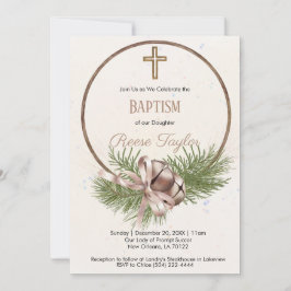 Boho Kerst Houten Krans Doop Kaart