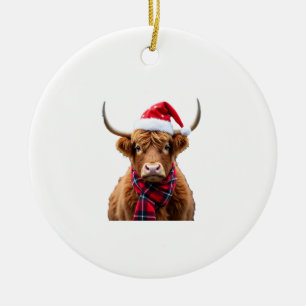 Boho Kerst Kerstmis Hoogland Rund T-Shirt (2) Keramisch Ornament