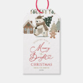 Boho Kerst Merry and Bright Cadeaubijslage Cadeaulabel (Voorkant)