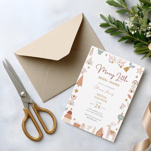 Boho Kerst Merry klein bruiloftsfeestje Kaart