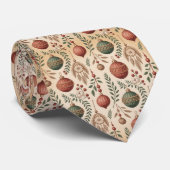 Boho Kerst Ornamente Neutrale Achtergrond Stropdas (Opgerold)