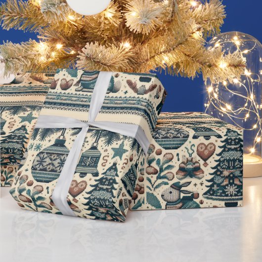Boho kerst Pattern Cadeaupapier (Feestdagen)