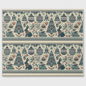 Boho kerst Pattern Cadeaupapier (Vlak)