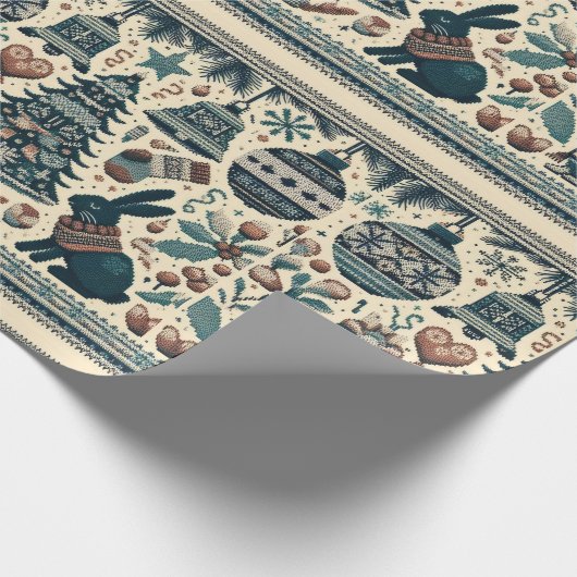 Boho kerst Pattern Cadeaupapier (Hoek)